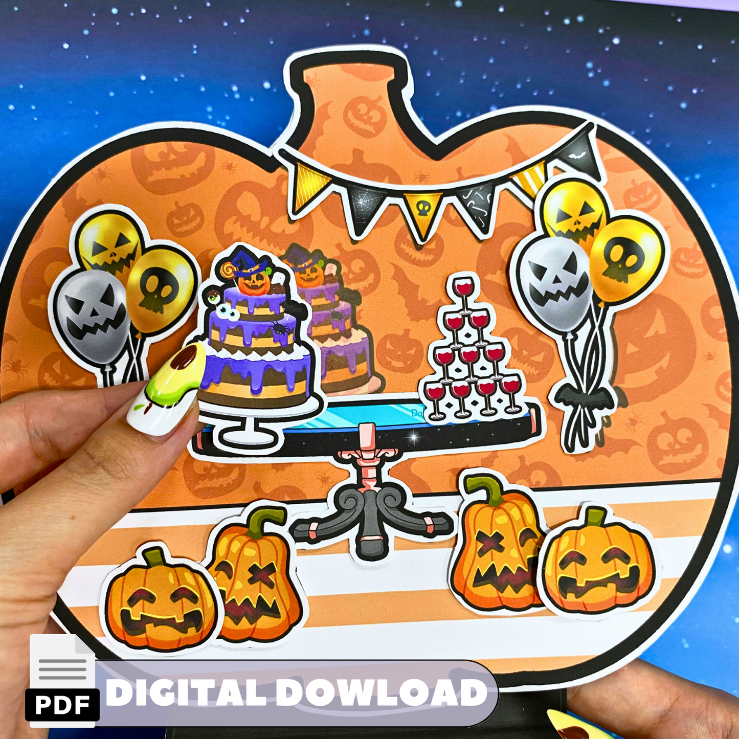 Pumpkin dollhouse for Halloween party printable 🌈 Activities book printable | Printable Gothic Dollhouse Busy book  🌈 Woa Doll Crafts