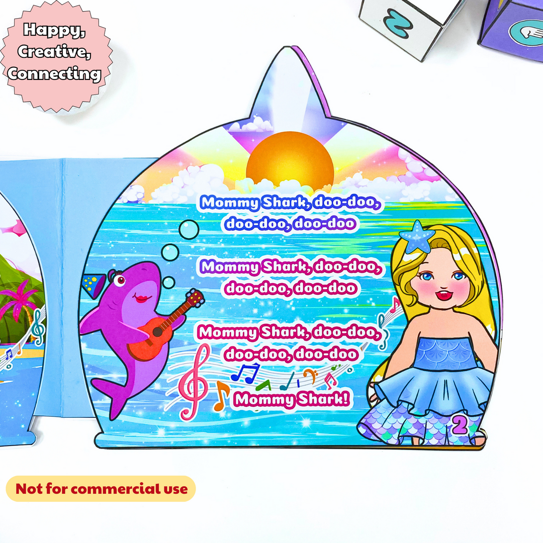 Education Activity Book | Barbie Shark Dollhouse, Paper Kid Song Book and Activity Book, DIY Busy Book for toddler