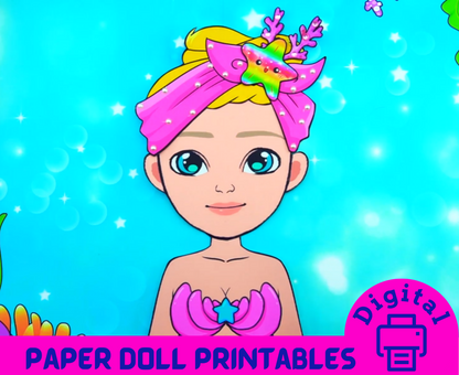 Shine bright with the printable mermaid make up kit 🌊 DIY kit for your little one - Paper doll house - Activity book for kids 🌊 Woa Doll Crafts