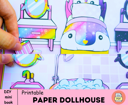 Pink and purple toca boca paper house for baby 🌸 Toca boca pre-printed paper doll | DIY Paper Kit for Kids 🌸 Woa Doll Crafts