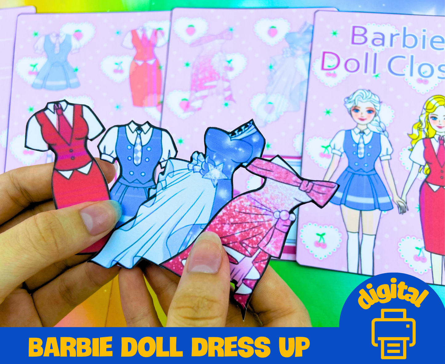 Beautiful Elsa and Gorgeous Barbie Printables 😍 Red and Blue Clothes 💃| Printable DIY Activity Paper Doll | Activity books for girls | Handicraft paper for children 🌈 Woa Doll Crafts