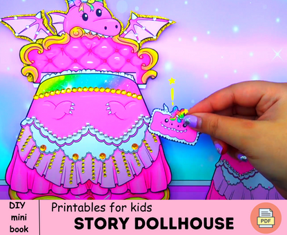 Story about dragon dollhouse printables 🌈 handmade activity book for kids | Animal paper busy book to print 🌈 Woa Doll Crafts