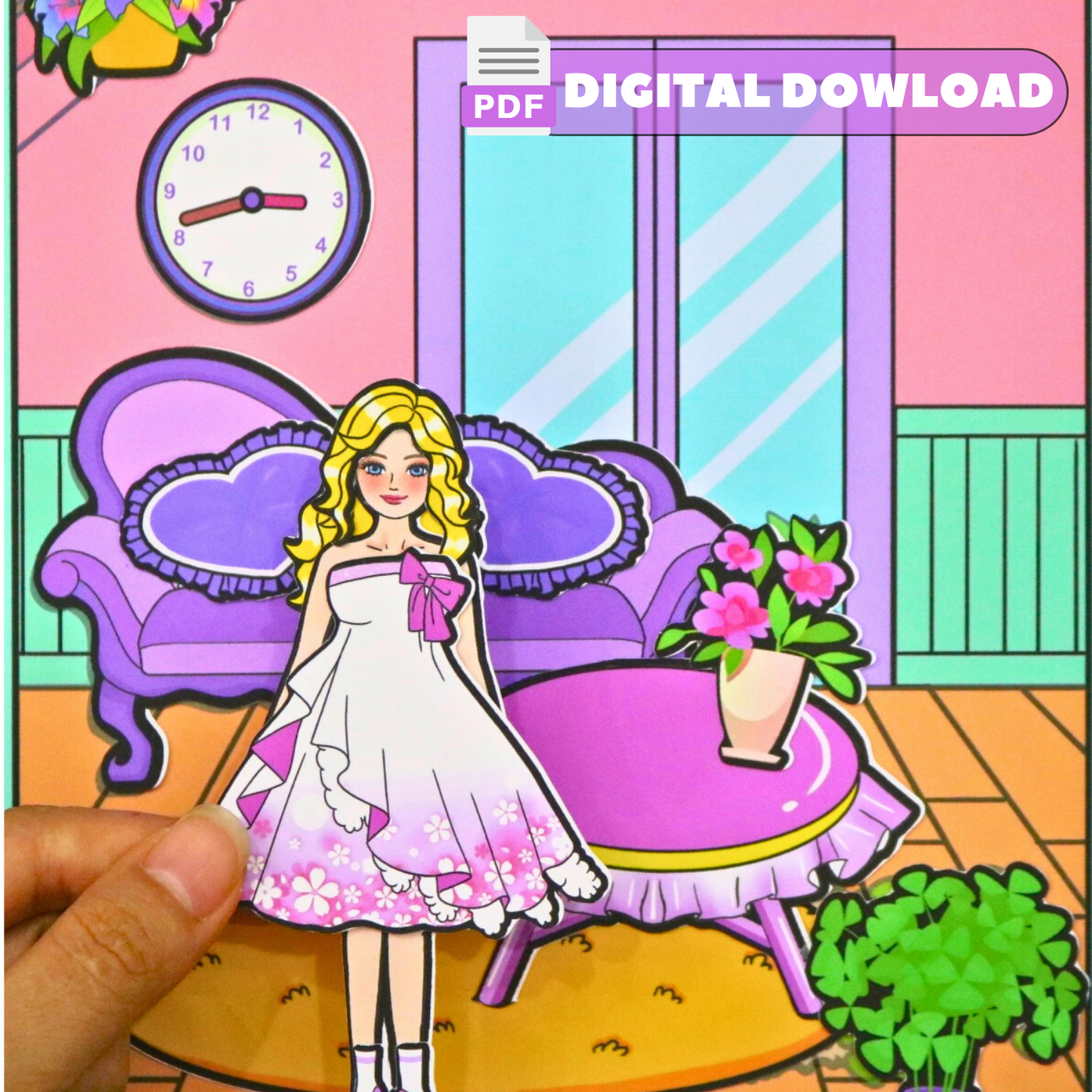 Happy Doll House Printable DIY project Dream Dollhouse with Paper Dolls Busy Book & Activities for Kids PDF 🌈 Woa Doll Crafts