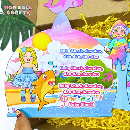 USA Free shipping - Barbie Shark House Song Book For Babies and Toddler, Kids Busy Book, Paper Doll Book Gifts - Christmas Gift Box