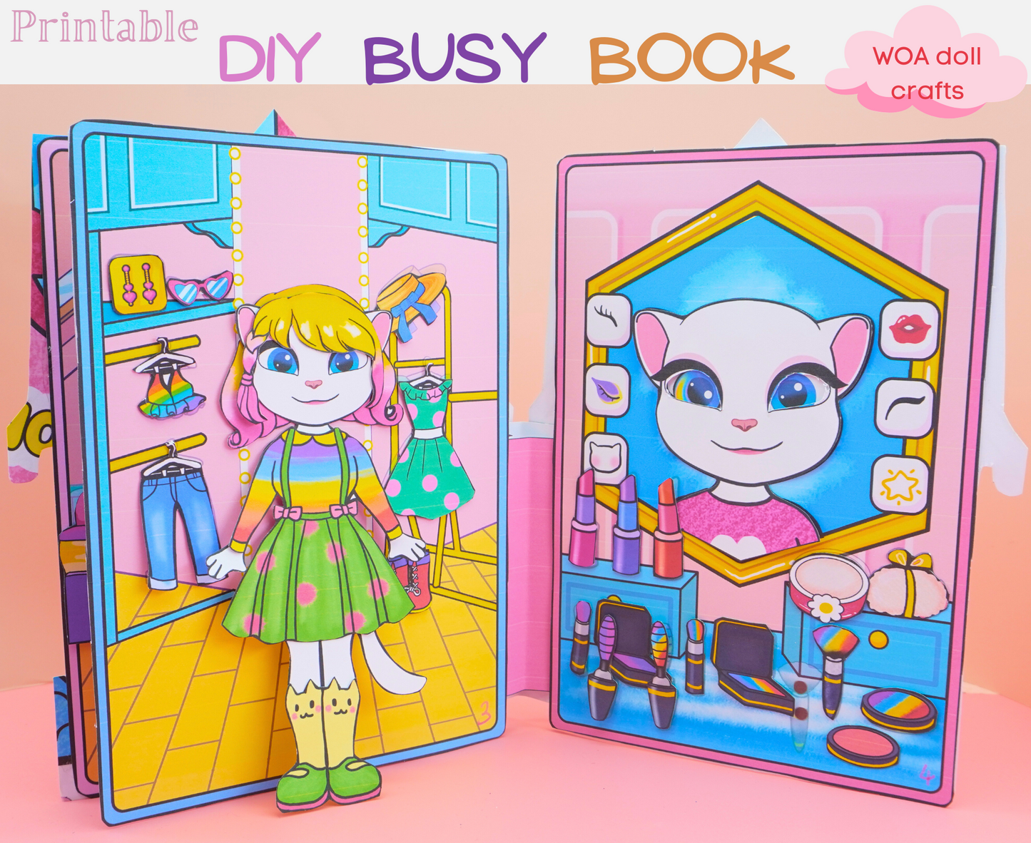 Angela’s house printables 🏠 DIY kit for your little one - Paper doll house - Activity book for kids 🏠 Woa Doll Crafts