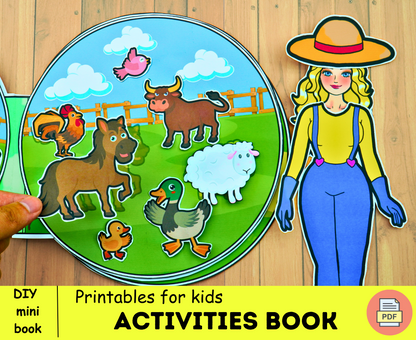 Farm Busy Book Printable 🌈 Toddler First Busy Book Pdf | Farm Animals Busy Binder | Preschool Activities 🌈 Woa Doll Crafts