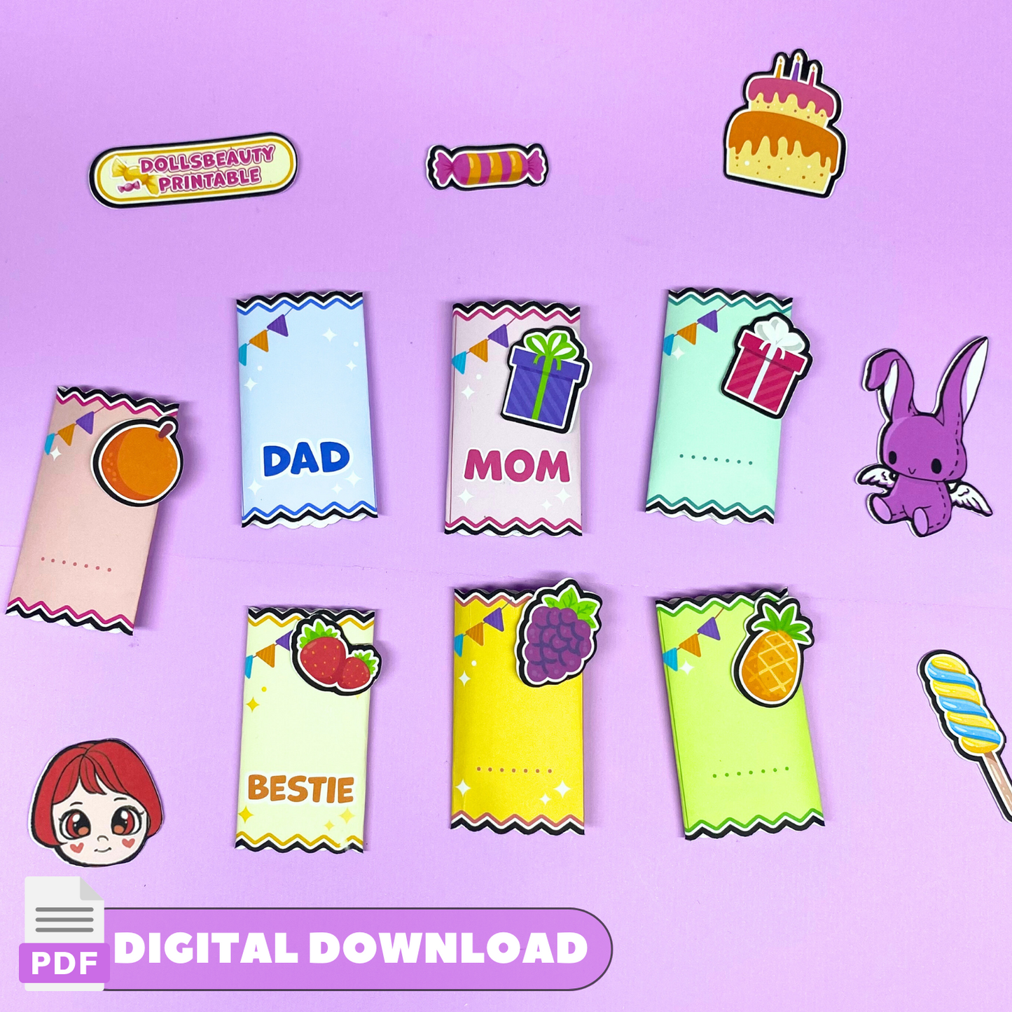 Candy Box Template cut 🌈 Candy gift box template | Party gift box | Coloring Suitcase Box Template | Activity Gift Box | Download Instant 🌈 Woa Doll Crafts