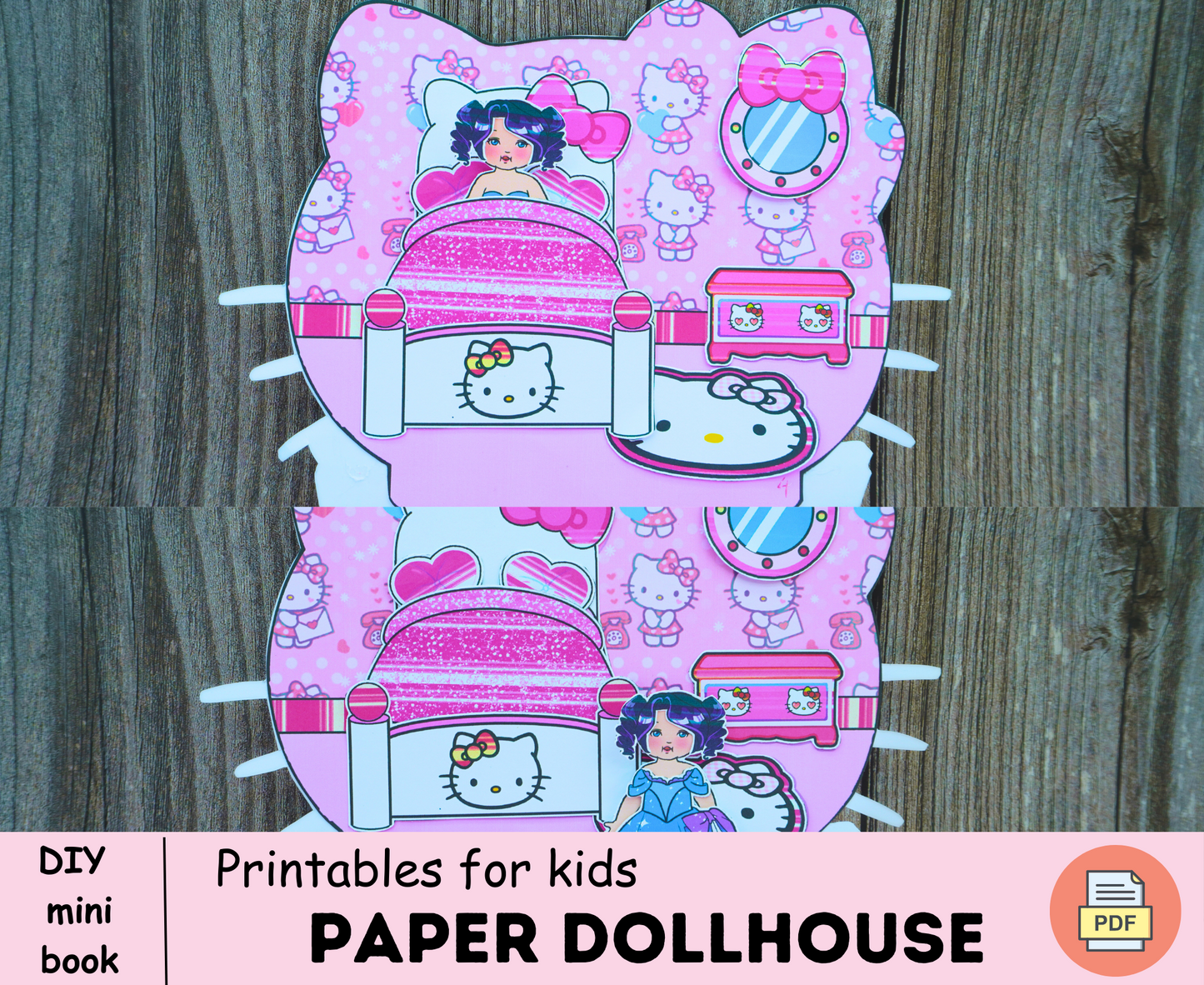 Mommy and Baby visit Hello Kitty House printables 🌈 DIY printable kit for kids | Easy busy book for toddler print 🌈 Woa Doll Crafts