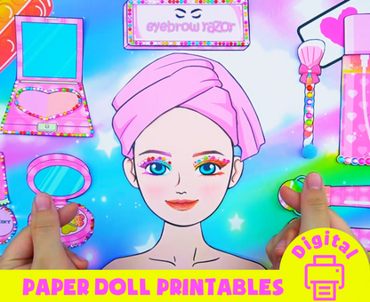 Stunning pop it make up kit printables 🌈 Pop It Digital Clipart - Instant Download - Paper Crafts for Kids, Paper Doll House - Beauty 🌈 Woa Doll Crafts