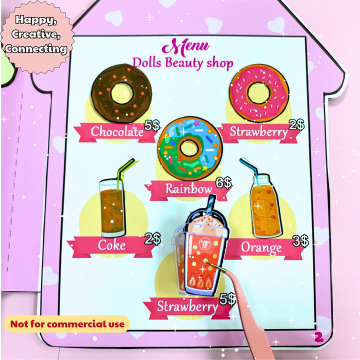 Education Activity Book | Donut Store Pretend Play | Kids Pretend Dollhouse | Dramatic Play | Preschool Activities | Homeschool | Childcare Activities