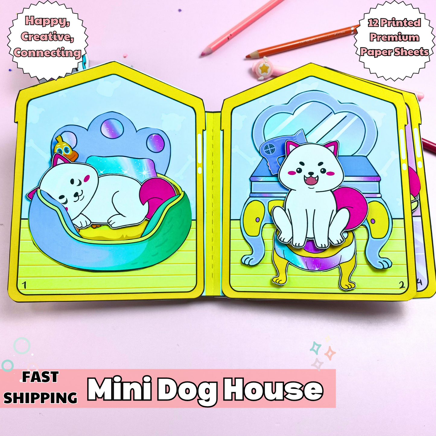 Education Activity Book | Mini Dog House, Creative Paper Toy for kid, Unique Birthday Gifts, Family connection, Limit screen time, Boost creativity