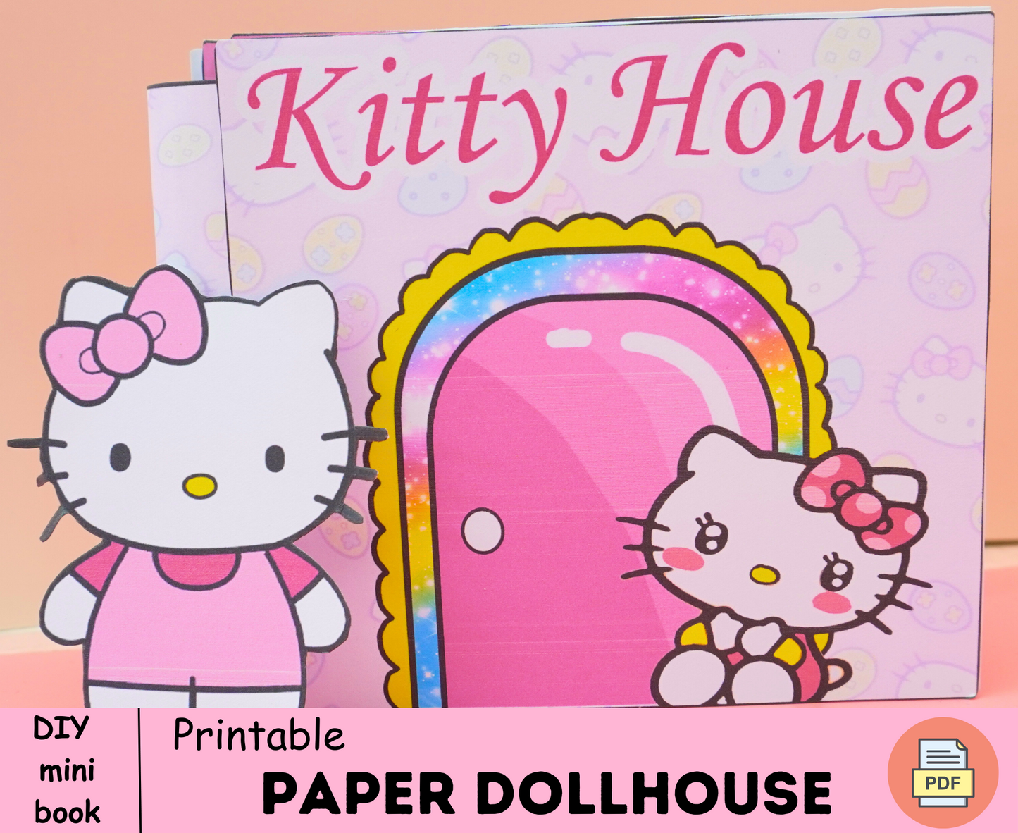 Pinky Kitty Apartment Dollhouse busy book print for baby 👶 Handmade toddler activity book | Paper dollhouse folding printed  🌈 Woa Doll Crafts