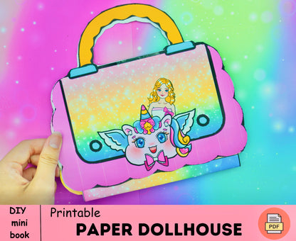 Magic unicorn bag for Barbie doll paper printables 🌈Colorful activity book printable for kids | Handmade craft bag print | Dress paper doll 🌈 Woa Doll Crafts