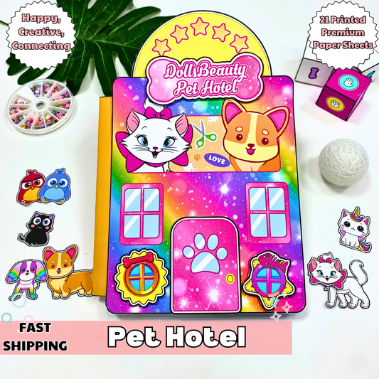 Education Activity Book | Pet Hotel Doll House | Activity Book, Fun Paper Toy for kid, Unique Birthday Gifts, Family connection, Limit screen time, Boost creativity