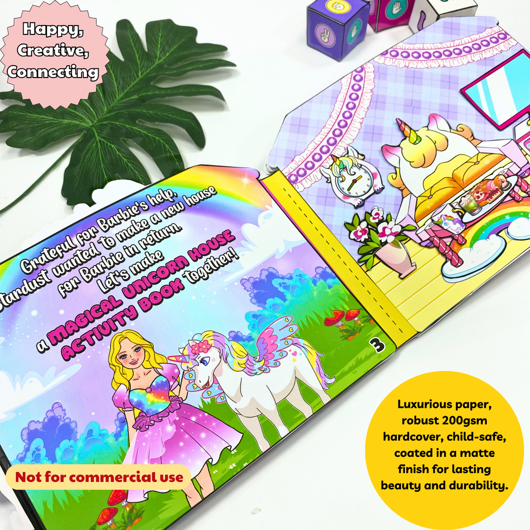 Education Activity Book | Unicorn Funny story Doll house , Story Acitivity Book for toddlers, Busy book for kids