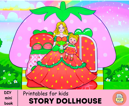 Strawberry story paper dollhouse printable Activity for Kids  🌈 DIY Quiet Book | Paper Craft for Kids 🌈 Woa Doll Crafts