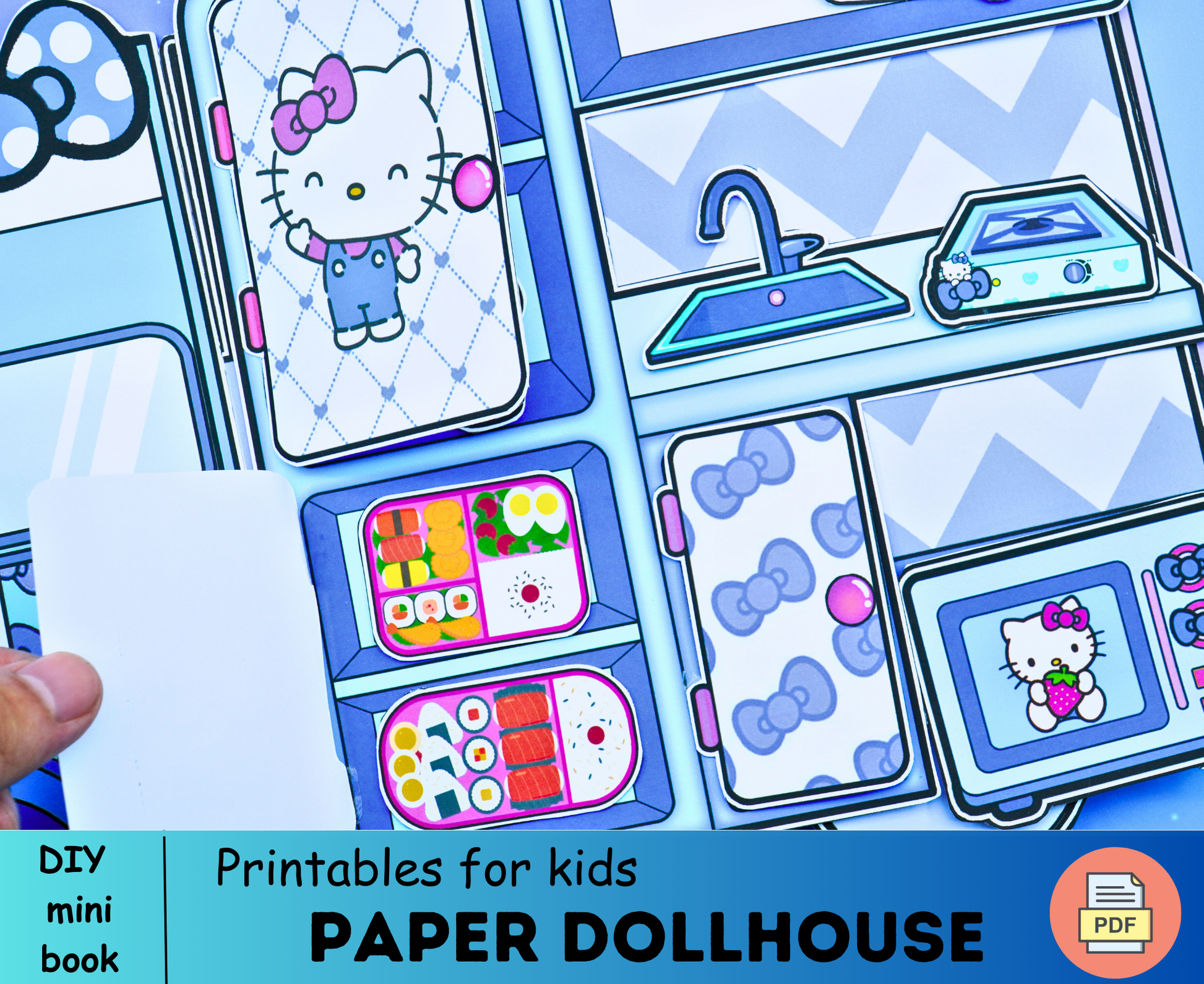 Printable Paper Dollhouse With Cat House Busy Book & Activities for Kids 