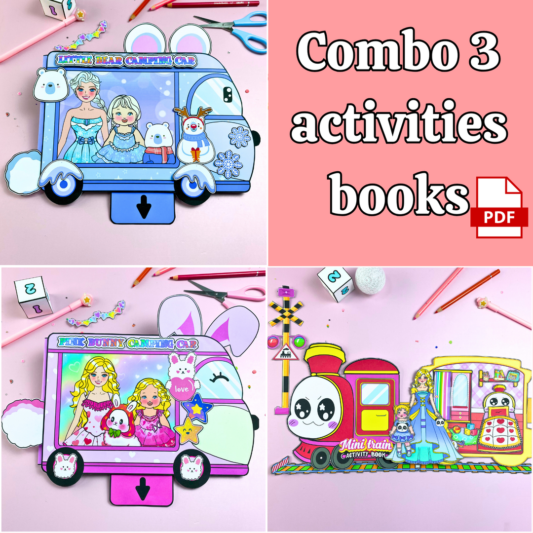 Education Activity Book | Little Bear Camping Car, Fun Paper Toy for kid, Unique Birthday Gifts, Family connection, Limit screen time, Boost creativity