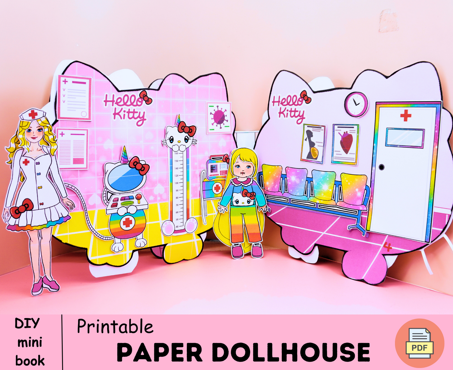 Printable Paper Dollhouse With Cat House Busy Book & Activities for Kids 