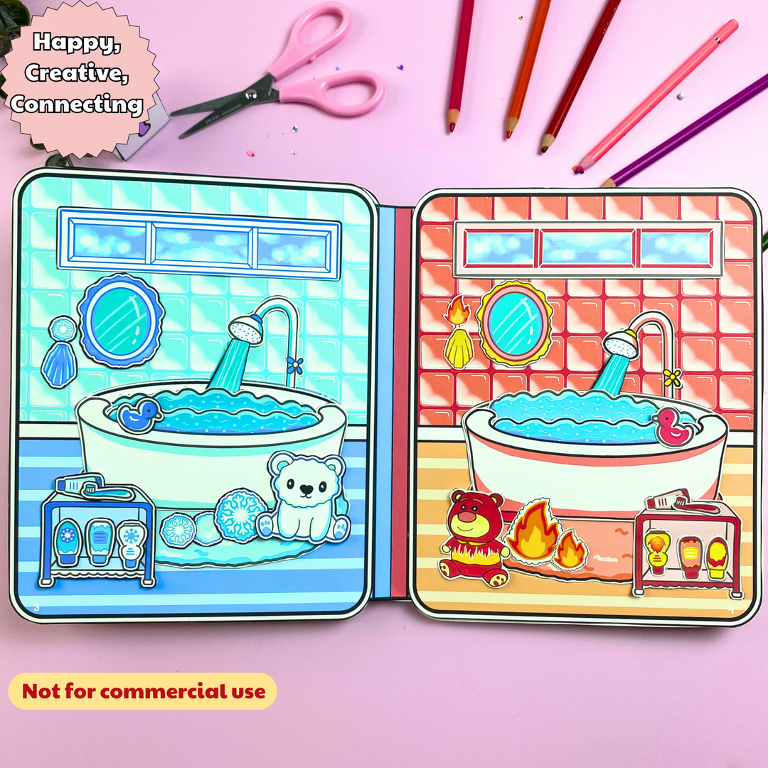 Education Activity Book | Fire and Ice Toca Boca House, Safe Paper Toy for kid, Unique Birthday Gifts, Family connection, Limit screen time, Boost creativity