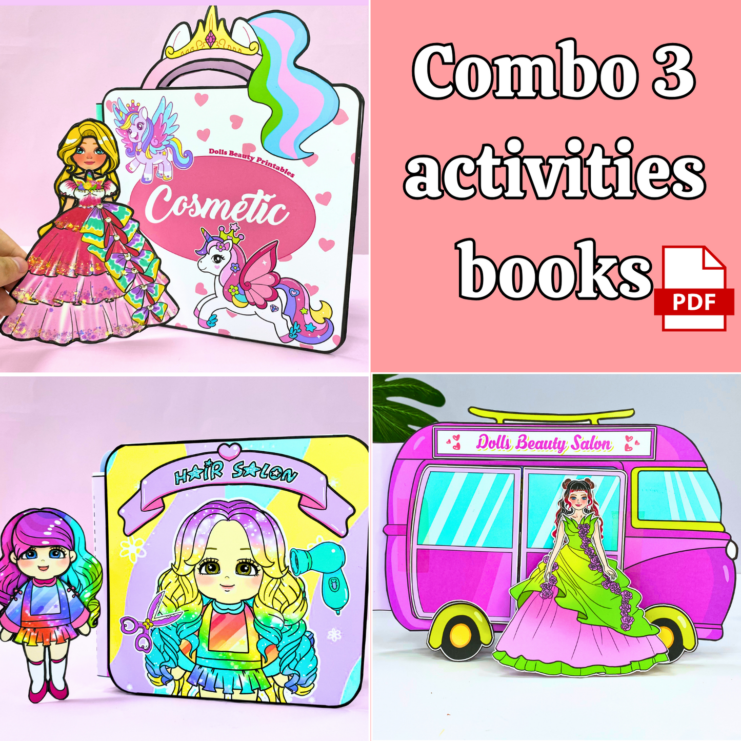 Education Activity Book | Paper Make up bag for kids - Paper doll - Paper Crafts for Kids - DIY Unique Holiday Gift for kids - DIY crafts