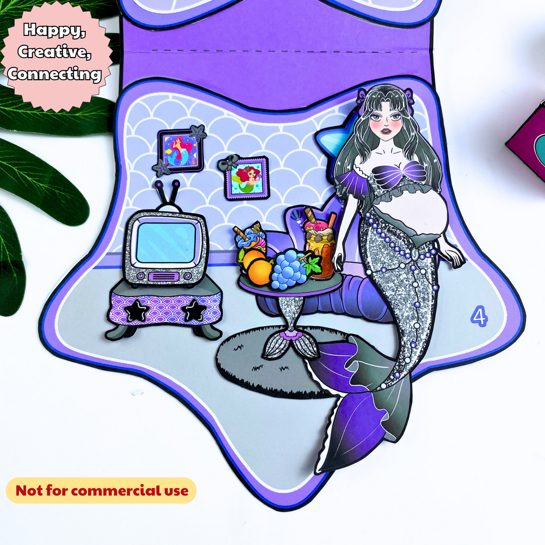 Education Activity Book | Mermaid Nursery Activity House, cutting practice, fun arts & crafts activity for kids, Holiday Unique Gifts