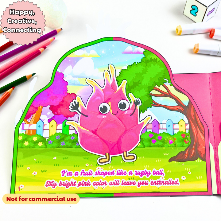 Dragon Fruit Paper Dollhouse, Dragon Fruit Story DollHouse Activities for Kids, Busy Book, DIY crafts kit, Gifts for kids