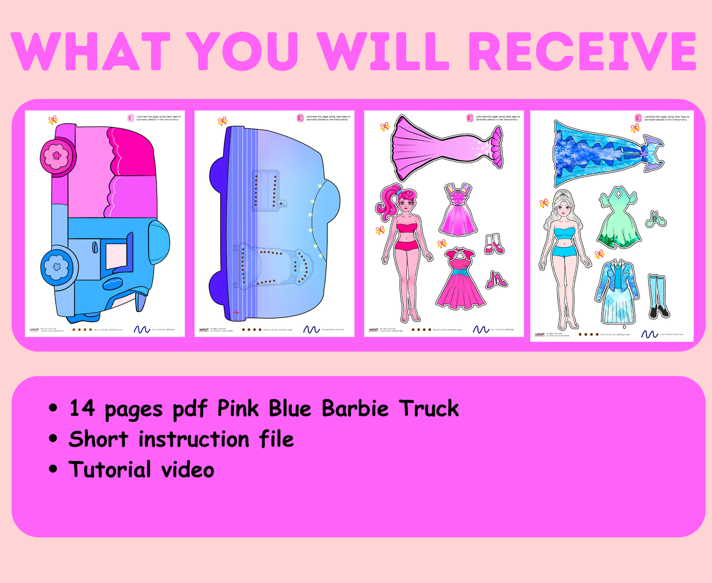 Pink Blue Barbie Truck busy book printable for toddler🌈 handmade activities book to print for kids 🌈 Woa Doll Crafts