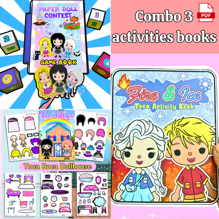 Education Activity Book | Toca Boca Gaming Book, Paper Doll Book, Safe Paper Toy for kid, Unique Birthday Gifts, Family connection, Limit screen time, Boost creativity