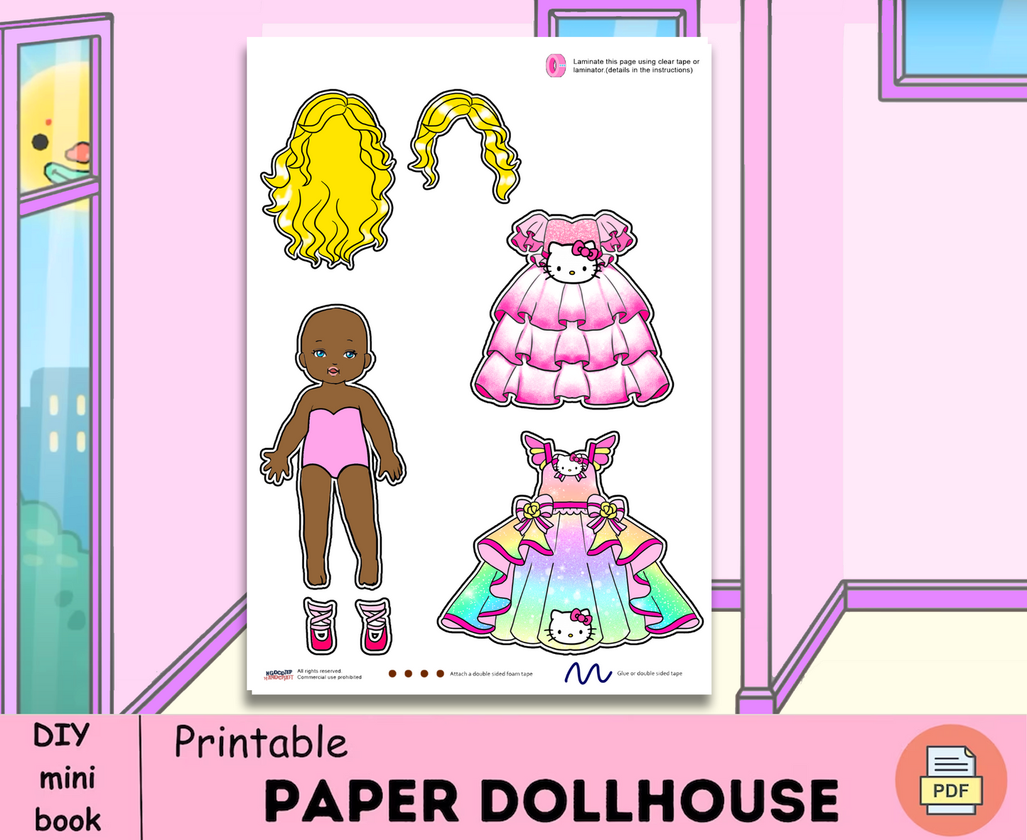 Printable Hello Kitty Dress for Barbie Dolls 🌺 Refresh your doll’s style with lovely dresses | free product 🌺 Woa Doll Crafts