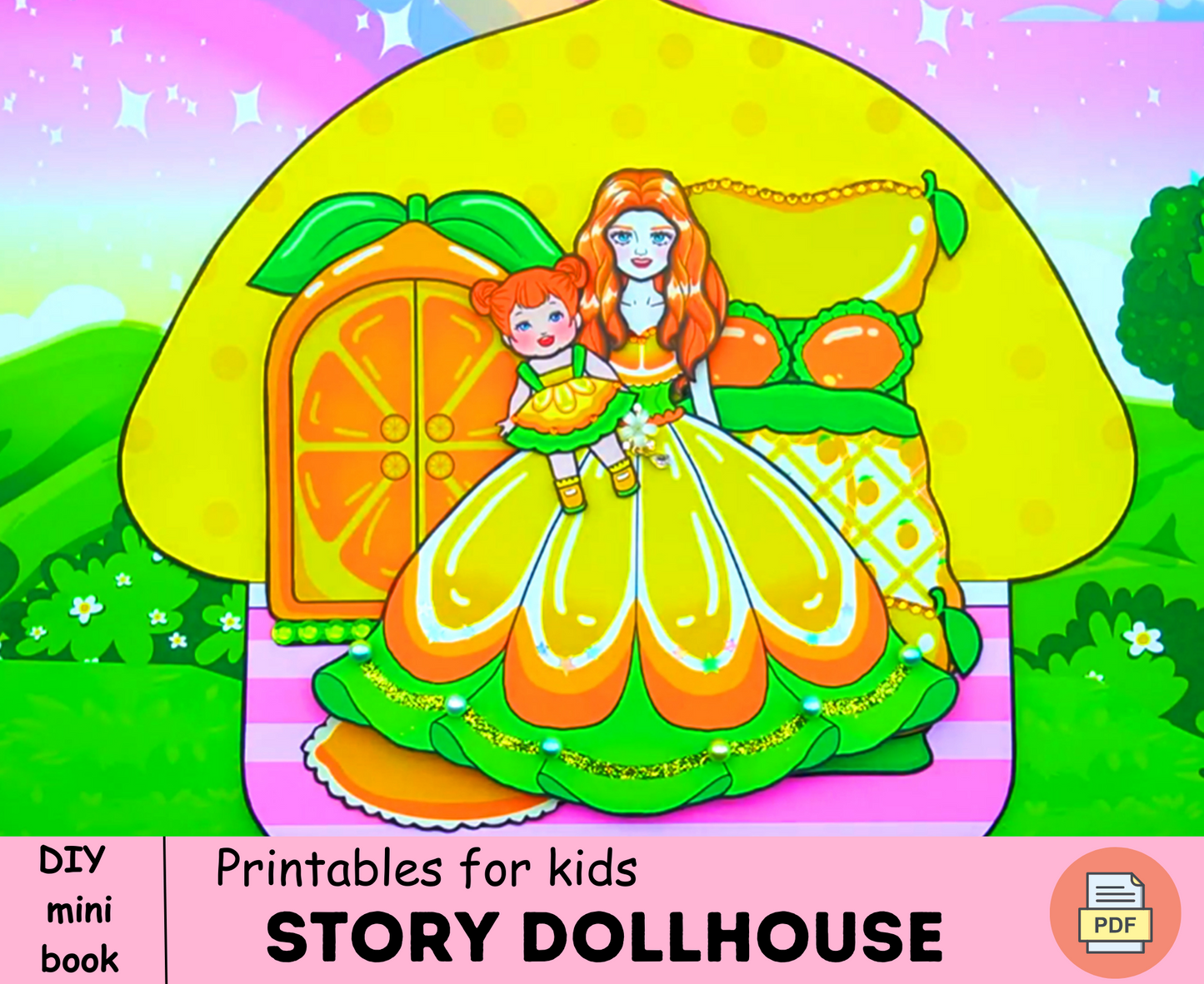 Yellow lemon story book for kids 🌈 Story paper dollhouse printable | Activity for Kids | DIY Quiet Book | Paper Craft for Kids 🌈 Woa Doll Crafts