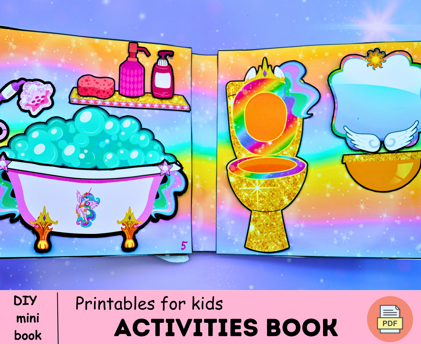 Stunning rainbow unicorn quiet book 🌈  Magical rainbow house for unicorn and barbie paper doll printables | busy book printables 🌈  Woa Doll Crafts
