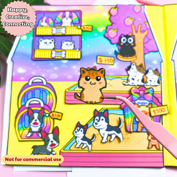 Education Activity Book | Pet Store Doll House, Safe Paper Toy for kid, Unique Birthday Gifts, Family connection, Limit screen time, Boost creativity