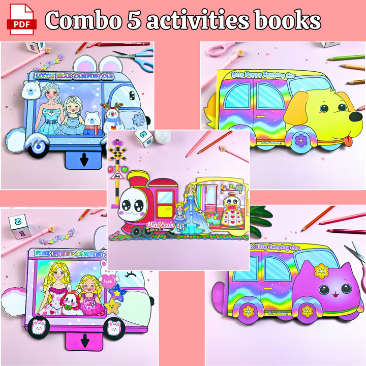 Education Activity Book | Little Bear Camping Car, Fun Paper Toy for kid, Unique Birthday Gifts, Family connection, Limit screen time, Boost creativity