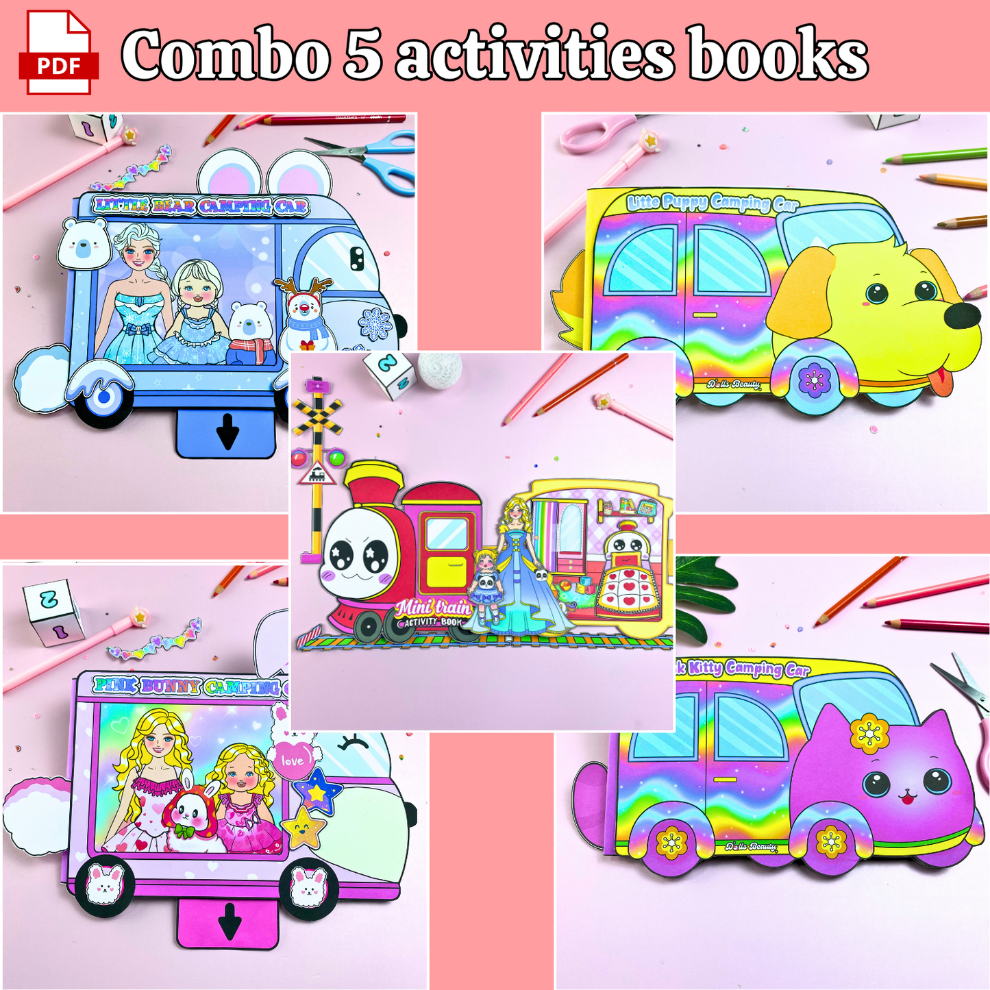 Education Activity Book | Puppy Camping Car - Fun Paper Toy for kid, Unique Birthday Gifts, Family connection, Limit screen time, Boost creativity