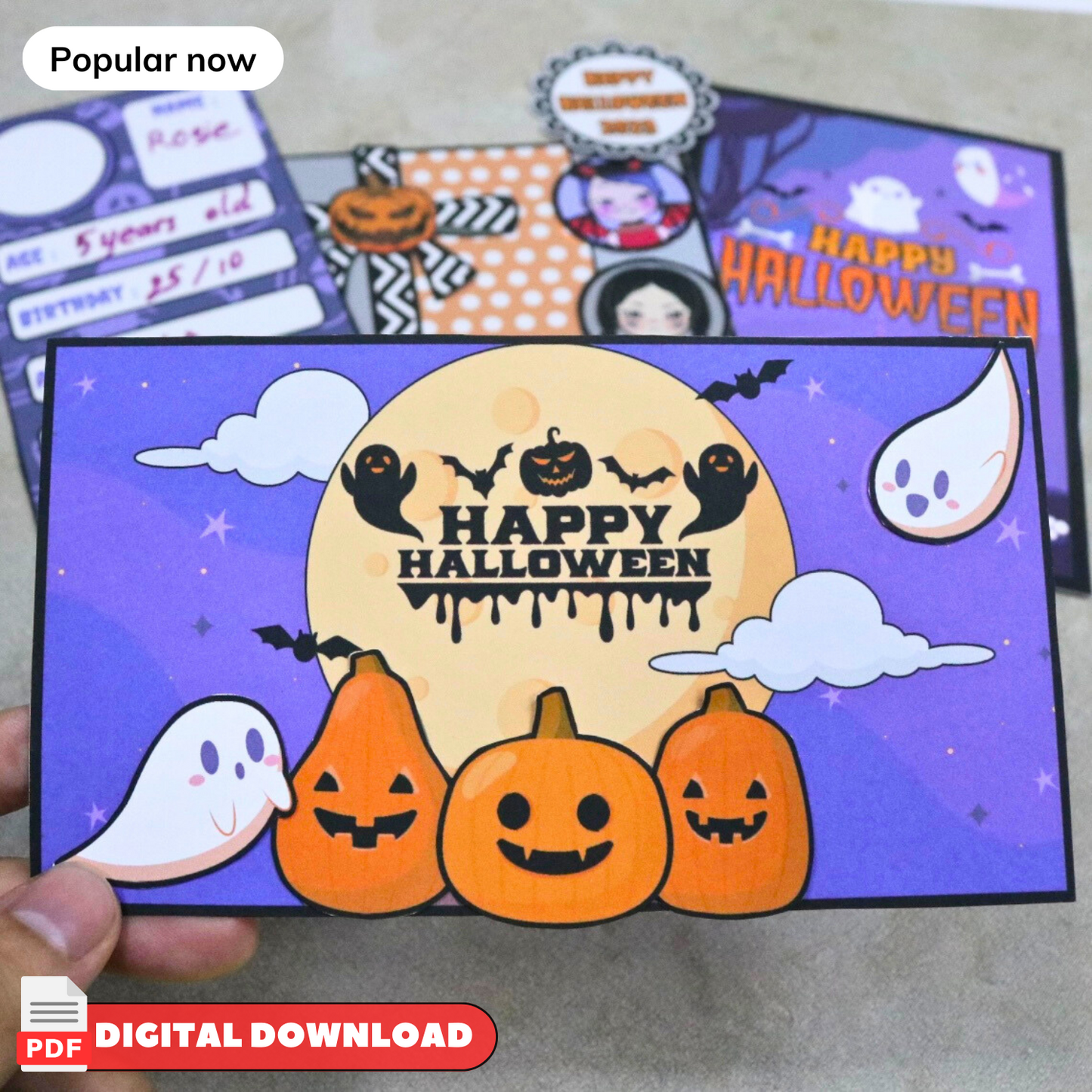 Cute halloween card set 🌈 Kids halloween card | Unique halloween stationary blank cards | Halloween Notecards | Fall Cards | Handmade Cards 🌈 Woa Doll Crafts