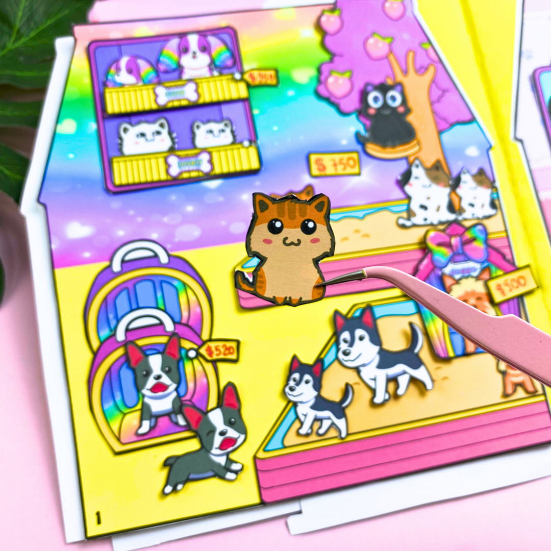 Education Activity Book | Pet Store Doll House, Safe Paper Toy for kid, Unique Birthday Gifts, Family connection, Limit screen time, Boost creativity