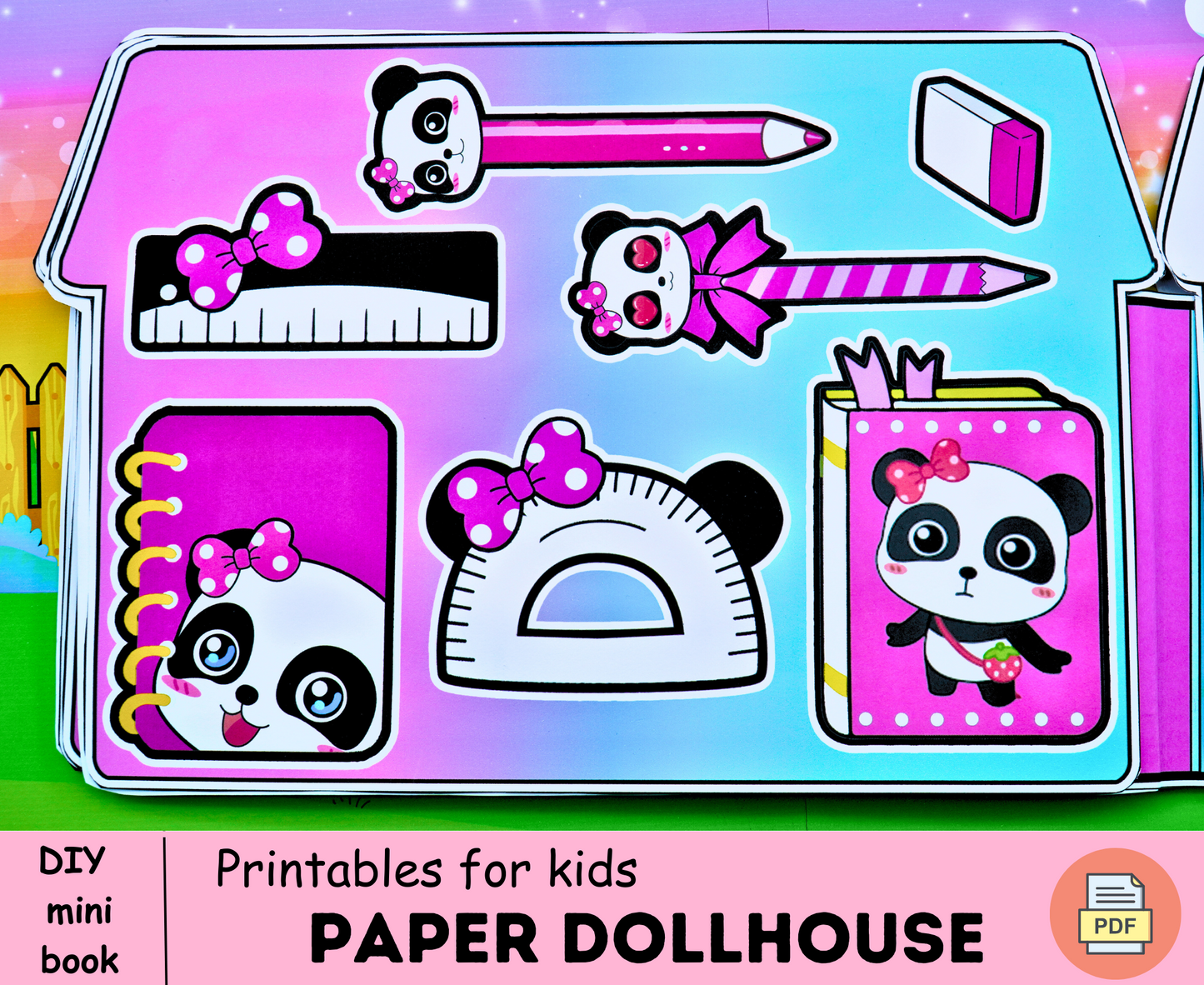 Printable Toca Boca School Busy book for kids | Blue and Pink school dollhouse for kids | Back to school printable 🌈 Woa Doll Crafts
