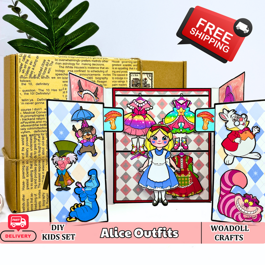 USA, Free Shipping, ALICE WARDROBE Printables, Paper Crafts for Kids, DIY Unique Holiday Gift for kids