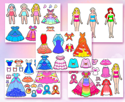 Barbie Handmade closet busy book printable 🌈 Wardrobe busy book shape for paper doll | Princess Outfits 🌈 Woa Doll Crafts