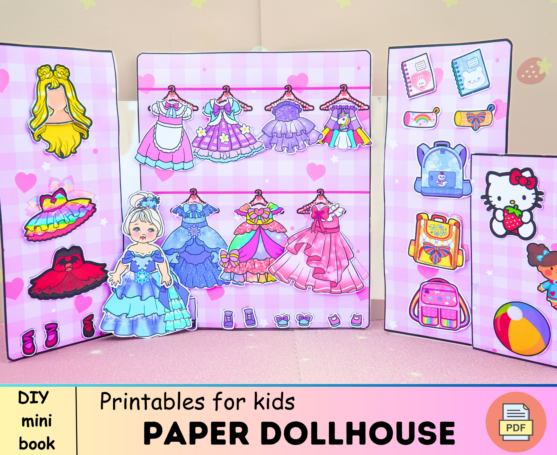 Pretty Barbie Doll House and Dress Busy Book Printable Paper 