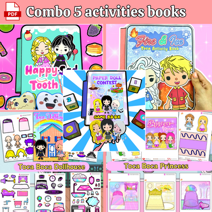 Education Activity Book | Toca Boca Princess Mini Book, Paper Doll Book, Safe Paper Toy for kid, Unique Birthday Gifts, Family connection, Limit screen time, Boost creativity