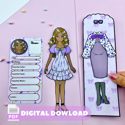 Printable Paper Dolls Floral Envenlope Wardrobe 🌈 Floral Lavender Outfits | Paper toy | DIY kit for kids | Instant Download | PDF 🌈 Woa Doll Crafts