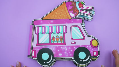 Paper Ice Cream Trucks 02 Toy Kawaii PDF Printable 🌈 Paper Toy Cars, Printable Activity Sheets, Paper Craft Kit | Montessori busy book 🌈 Woa Doll Crafts