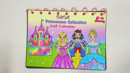 USA, Free Shipping, Princesses Collection Wall Calendar, Paper Crafts for Kids, DIY Unique Holiday Gift for kids
