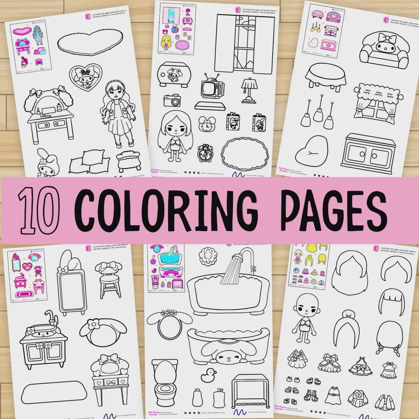 Color Toca Boca Paper Doll and Clothes 🌈 Toca Boca papercraft | 10  Coloring Pages for Toddler | Printable Paper Doll | Coloring Sheets Book |  Improve