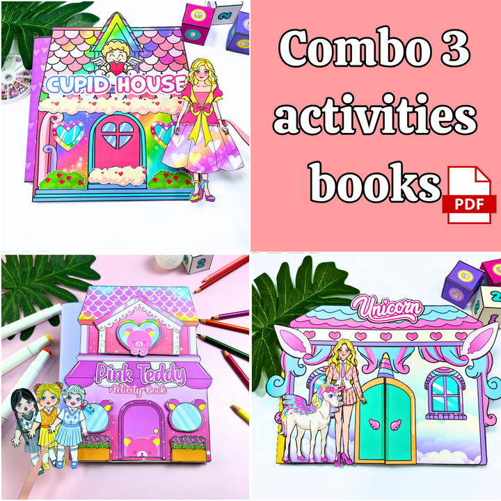 Education Activity Book | Unicorn Funny story Doll house , Story Acitivity Book for toddlers, Busy book for kids