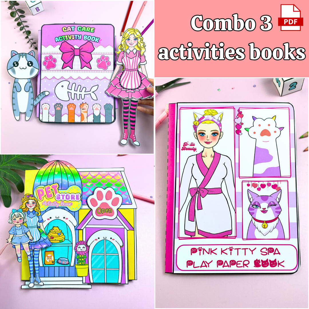 Education Activity Book | Pet Store Doll House, Safe Paper Toy for kid, Unique Birthday Gifts, Family connection, Limit screen time, Boost creativity