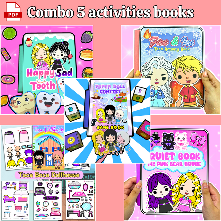 Education Activity Book | My Pink Bear Toca House - Safe Paper Toy for kid, Unique Birthday Gifts, Family connection, Limit screen time, Boost creativity