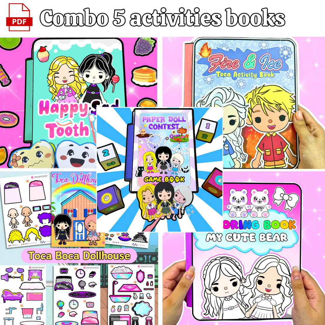 Education Activity Book | Coloring Book - Coloring Toca Boca House, Safe Paper Toy for kid, Unique Birthday Gifts, Family connection, Limit screen time, Boost creativity